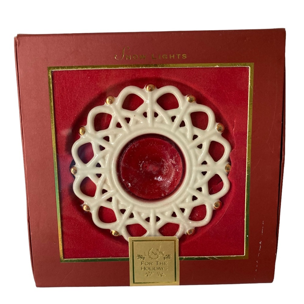 Lenox Porcelain Snow Lights Shimmer Votive‎ in Original Box. Holiday